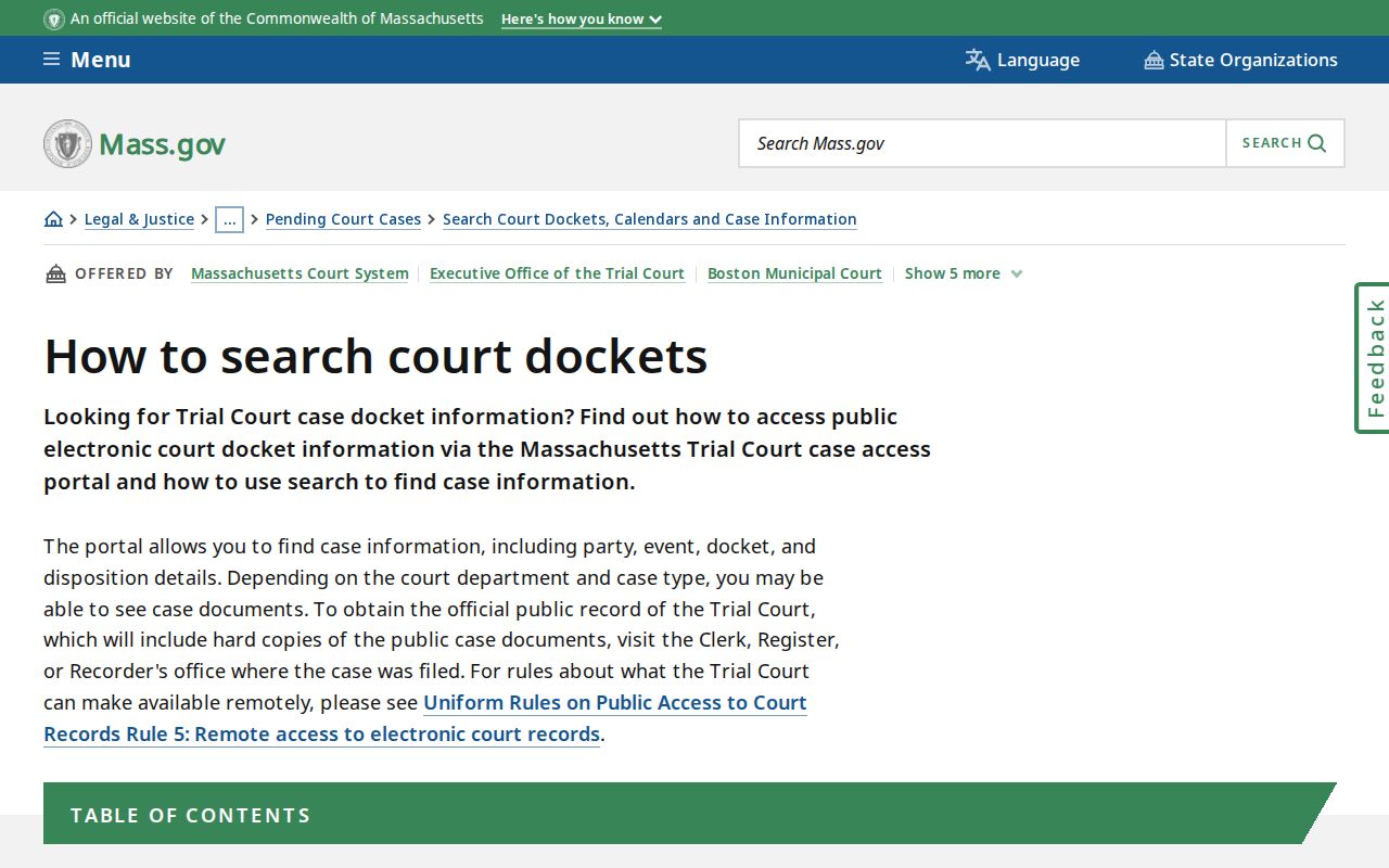 Peabody resident lookup using Massachusetts court docket search fields